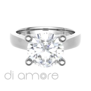 Classic V Shape Round Diamond Engagement Ring