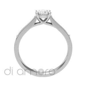 Mill Grain Pave Side Oval Damond Engagement Ring
