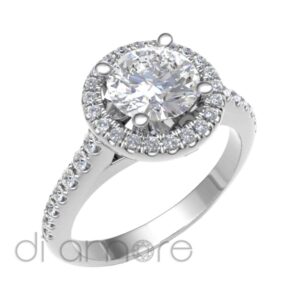Castle Side Round Halo Diamond Engagement Ring