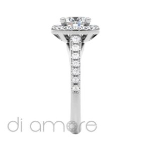 Castle Side Round Halo Diamond Engagement Ring