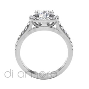 Castle Side Round Halo Diamond Engagement Ring
