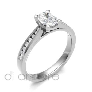 Pave Side Oval Diamond Engagement Ring