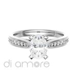 Pave Side Oval Diamond Engagement Ring