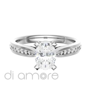 Pave Side Oval Diamond Engagement Ring