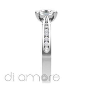 Pave Side Oval Diamond Engagement Ring