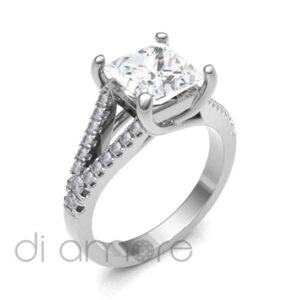 Castle Split Shank Princess Diamond Engagement Ring