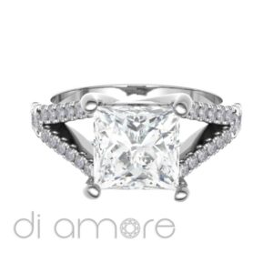 Castle Split Shank Princess Diamond Engagement Ring