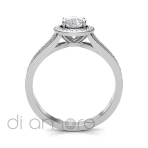 Castle Split Shank Halo Oval Diamond Engagement Ring