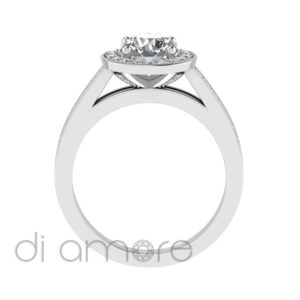 Pave Side Round Halo Diamond Engagement Ring