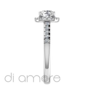 Castle Side Halo Cushion Diamond Engagement Ring