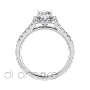 Castle Side Halo Cushion Diamond Engagement Ring