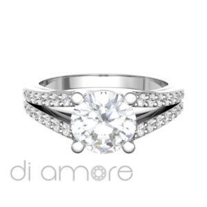 Castle Split Shank Round Diamond Engagement Ring