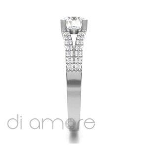 Castle Split Shank Round Diamond Engagement Ring