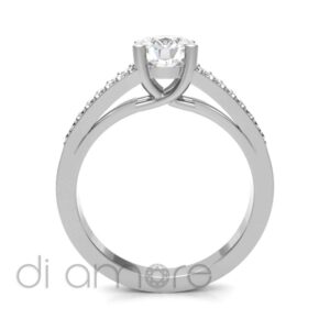 Castle Split Shank Round Diamond Engagement Ring