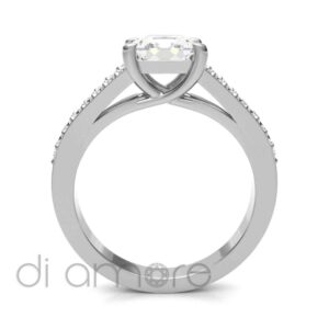 Pave Split Shank Princess Diamond Engagement Ring
