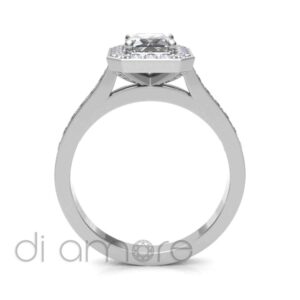 Pave Side Halo Emerald Diamond Engagement Ring