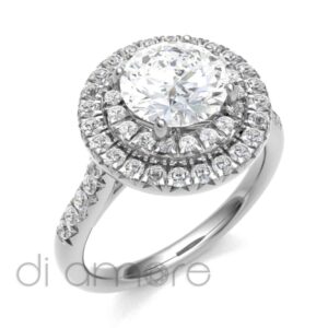 Pave Side Double Halo Diamond Engagement Ring