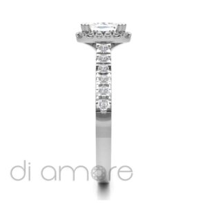 Castle Side Halo Emerald Diamond Engagement Ring