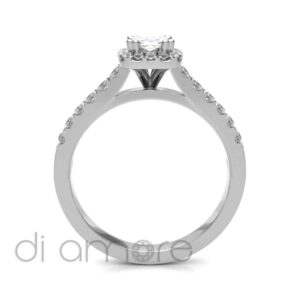 Castle Side Halo Emerald Diamond Engagement Ring