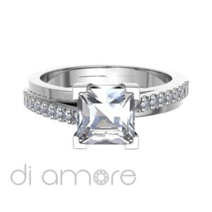 Double Shank Half Castle Diamond Engagement Ring