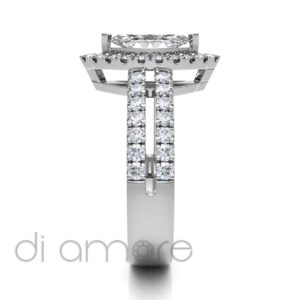 Double Shank Castle Halo Marquise Diamond Engagement Ring