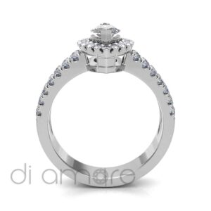 Double Shank Castle Halo Marquise Diamond Engagement Ring