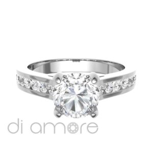 Pave Side 4Prong Diamond Engagement Ring