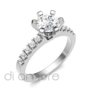 Castle Side 6Prong Diamond Engagement Ring