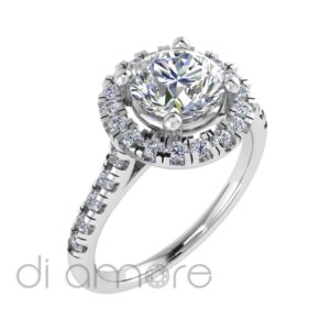 Castle Side Halo Brilliant Diamond Engagement Ring