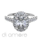 Castle Side Halo Oval Diamond Engagement Ring
