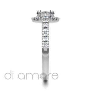 Castle Side Halo Oval Diamond Engagement Ring