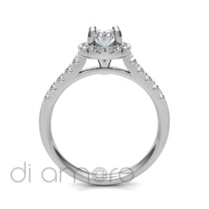 Castle Side Halo Oval Diamond Engagement Ring