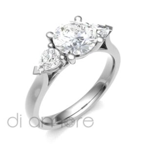 Trilogy 2Pearshape and Center Brilliant Diamond Engagement Ring
