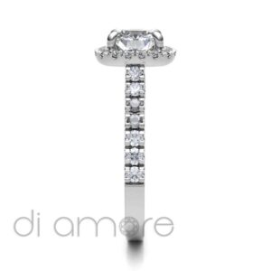 Castle Side halo Cushion Diamond Engagement Ring