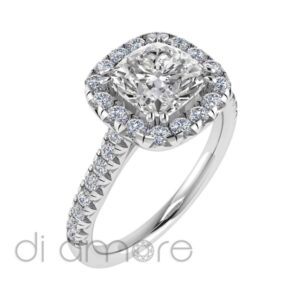 Castle Side And halo Diamond engagement Ring