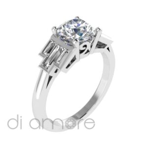 Brilliant And Baguette Diamond Engagement Ring
