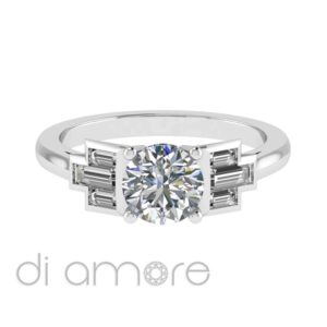 Brilliant And Baguette Diamond Engagement Ring