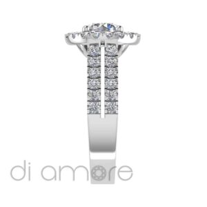 Castle Double Shank Halo Brilliant Diamond Engagement Ring