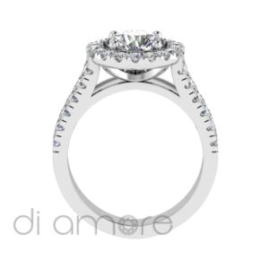 Castle Double Shank Halo Brilliant Diamond Engagement Ring