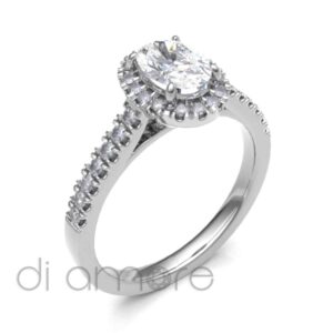 Castle Side Halo Oval Diamond Engagement Ring