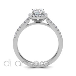 Castle Side Halo Oval Diamond Engagement Ring
