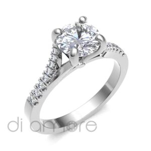 Castle Split Shank 4Prong Diamond Engagement Ring