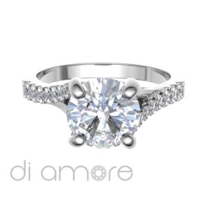 Castle Split Shank 4Prong Diamond Engagement Ring