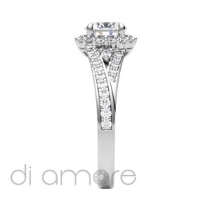 Castle Twisted Split Shank Halo Diamond Engagement Ring