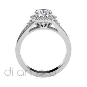 Castle Twisted Split Shank Halo Diamond Engagement Ring