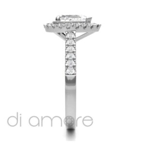 Castle Side Halo Pearshape Diamond engagement Ring