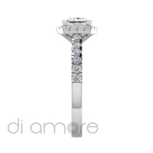 Castle Side Halo Princess Diamond Engagement Ring
