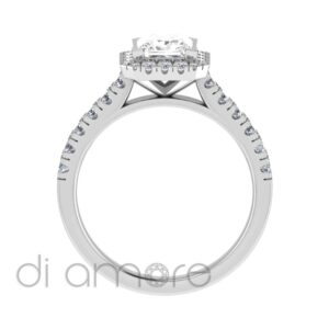 Castle Side Halo Princess Diamond Engagement Ring
