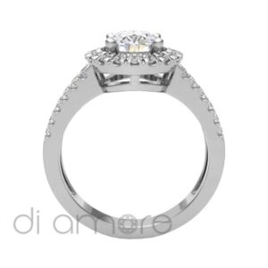 Castle Split Shank Halo Diamond Engagement Ring