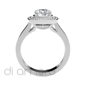 Pave Side And Halo cushion Diamond Engagement Ring